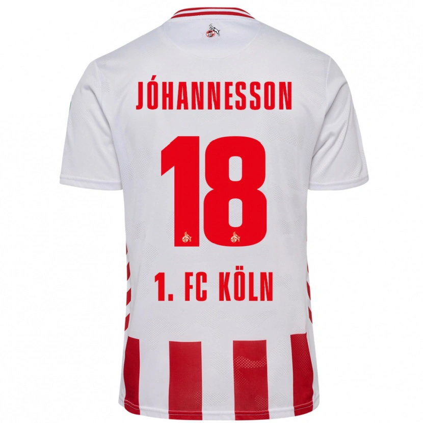 Danxen Uomo Maglia Ísak Jóhannesson #18 Bianco Rosso Kit Gara Home 2025/26 Maglietta