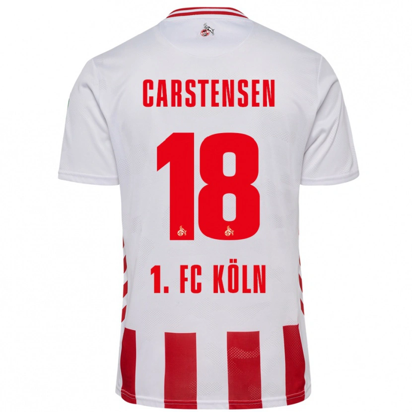 Danxen Uomo Maglia Rasmus Carstensen #18 Bianco Rosso Kit Gara Home 2025/26 Maglietta