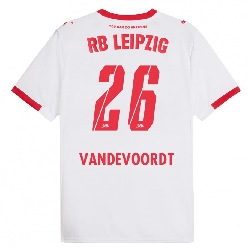 Danxen Uomo Maglia Maarten Vandevoordt #26 Bianco Rosso Kit Gara Home 2025/26 Maglietta