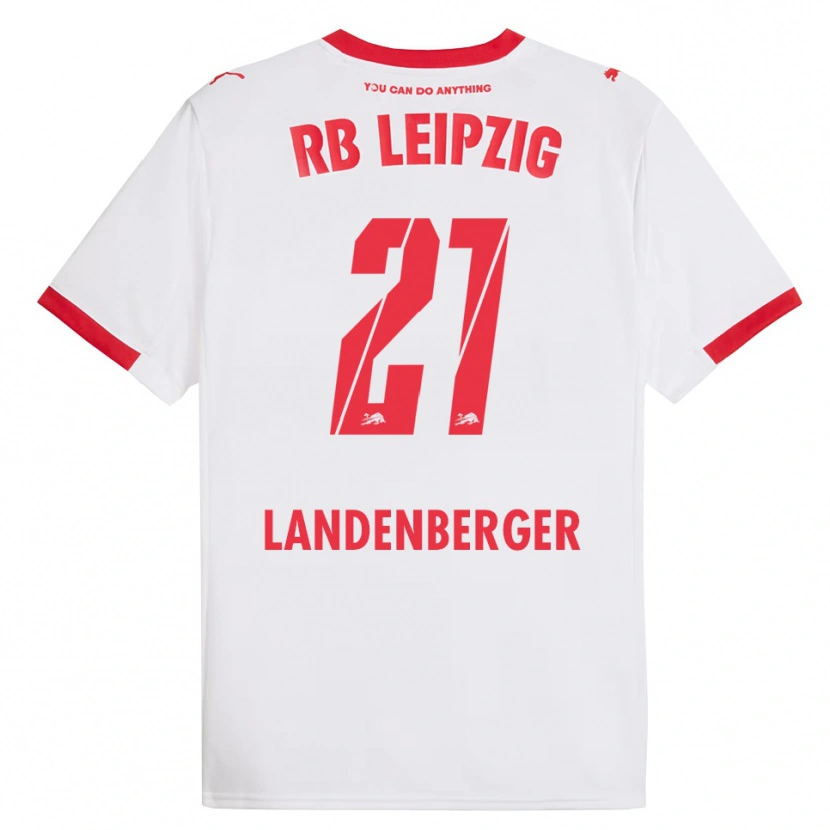 Danxen Uomo Maglia Julia Landenberger #21 Bianco Rosso Kit Gara Home 2025/26 Maglietta