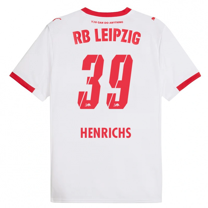 Danxen Uomo Maglia Benjamin Henrichs #39 Bianco Rosso Kit Gara Home 2025/26 Maglietta