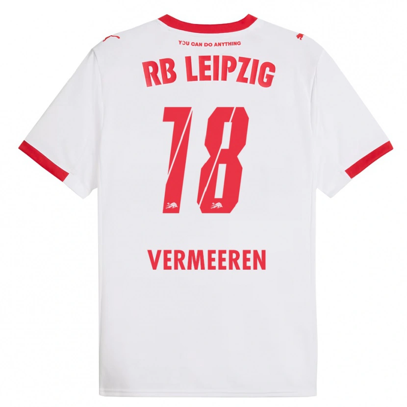 Danxen Uomo Maglia Arthur Vermeeren #18 Bianco Rosso Kit Gara Home 2025/26 Maglietta