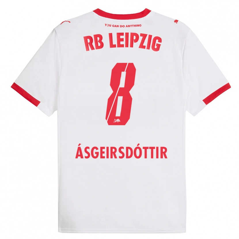 Danxen Uomo Maglia Emilía Kiær Ásgeirsdóttir #8 Bianco Rosso Kit Gara Home 2025/26 Maglietta