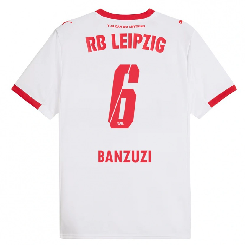 Danxen Uomo Maglia Ezechiel Banzuzi #6 Bianco Rosso Kit Gara Home 2025/26 Maglietta