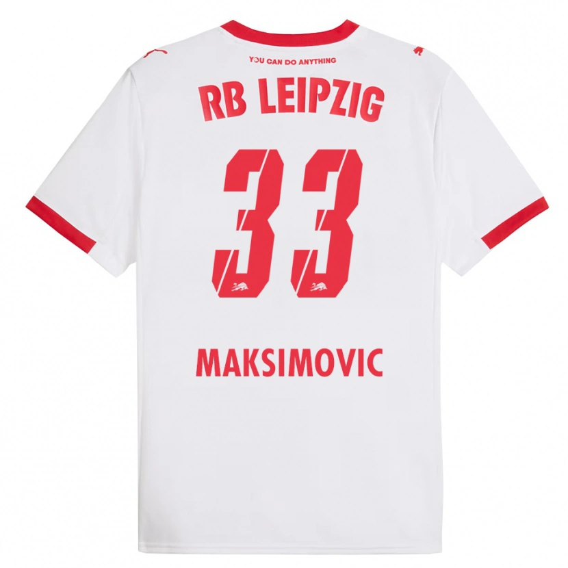 Danxen Uomo Maglia Andrija Maksimovic #33 Bianco Rosso Kit Gara Home 2025/26 Maglietta