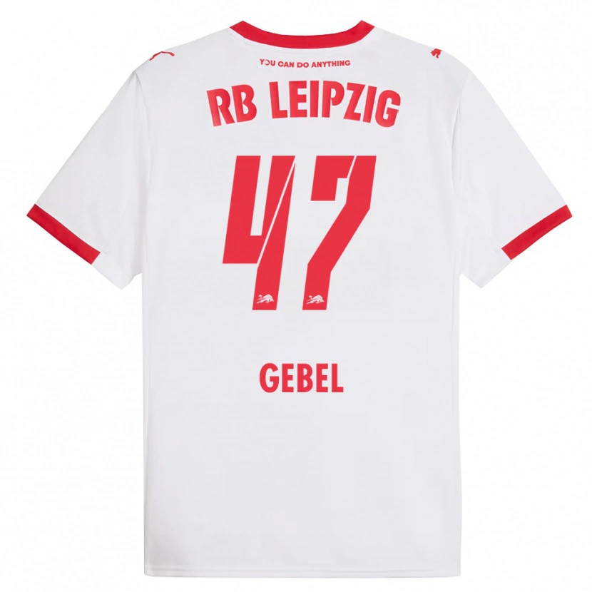 Danxen Uomo Maglia Viggo Gebel #47 Bianco Rosso Kit Gara Home 2025/26 Maglietta
