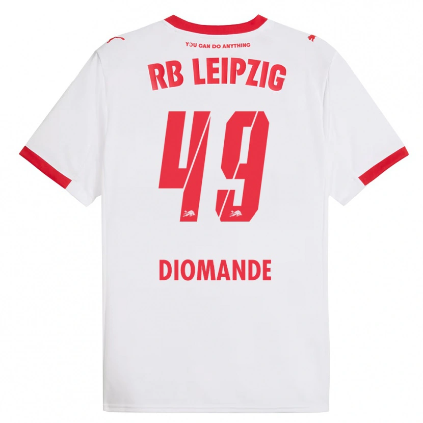 Danxen Uomo Maglia Yan Diomande #49 Bianco Rosso Kit Gara Home 2025/26 Maglietta