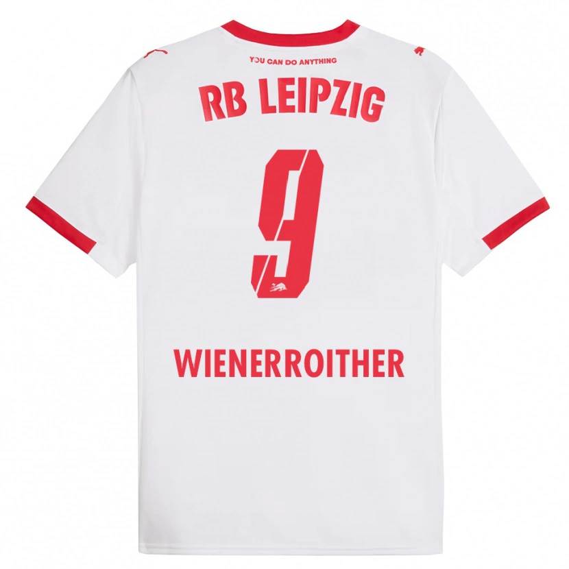 Danxen Uomo Maglia Katja Wienerroither #9 Bianco Rosso Kit Gara Home 2025/26 Maglietta