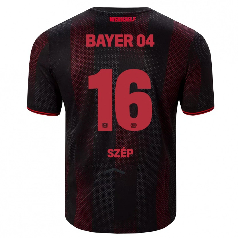 Danxen Uomo Maglia Márton Szép #16 Nero Rosso Kit Gara Home 2025/26 Maglietta