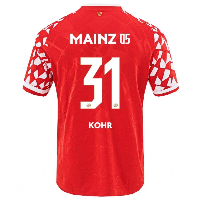 Danxen Uomo Maglia Dominik Kohr #31 Rosso Bianco Kit Gara Home 2025/26 Maglietta