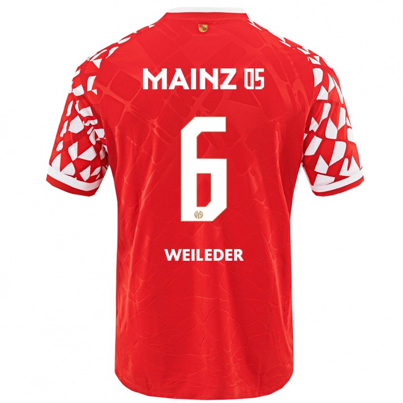 Danxen Uomo Maglia Tobias Weileder #6 Rosso Bianco Kit Gara Home 2025/26 Maglietta