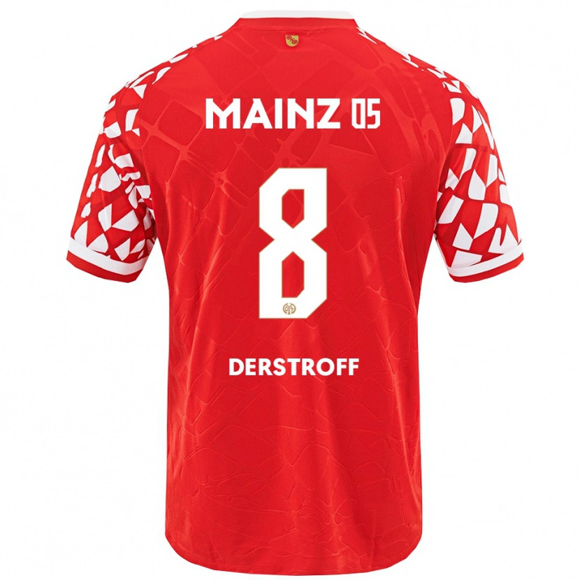 Danxen Uomo Maglia Julian-Maurice Derstroff #8 Rosso Bianco Kit Gara Home 2025/26 Maglietta