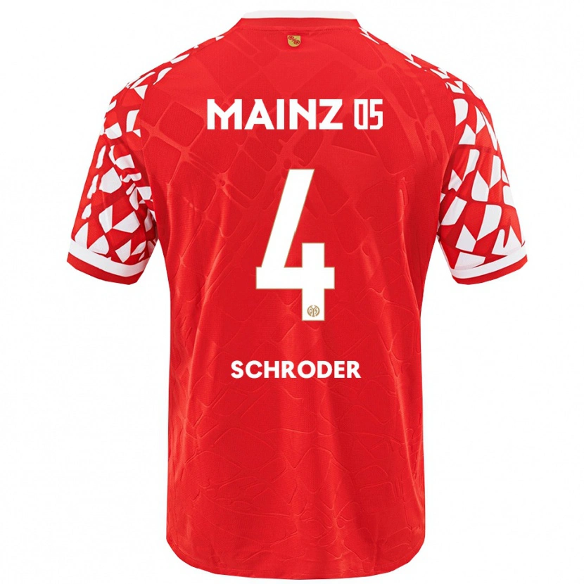 Danxen Uomo Maglia Lara Schröder #4 Rosso Bianco Kit Gara Home 2025/26 Maglietta