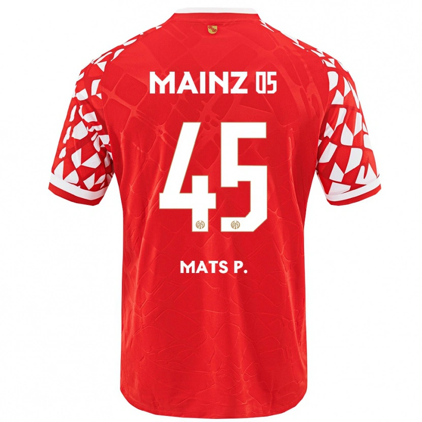 Danxen Uomo Maglia Mats Preßler #45 Rosso Bianco Kit Gara Home 2025/26 Maglietta