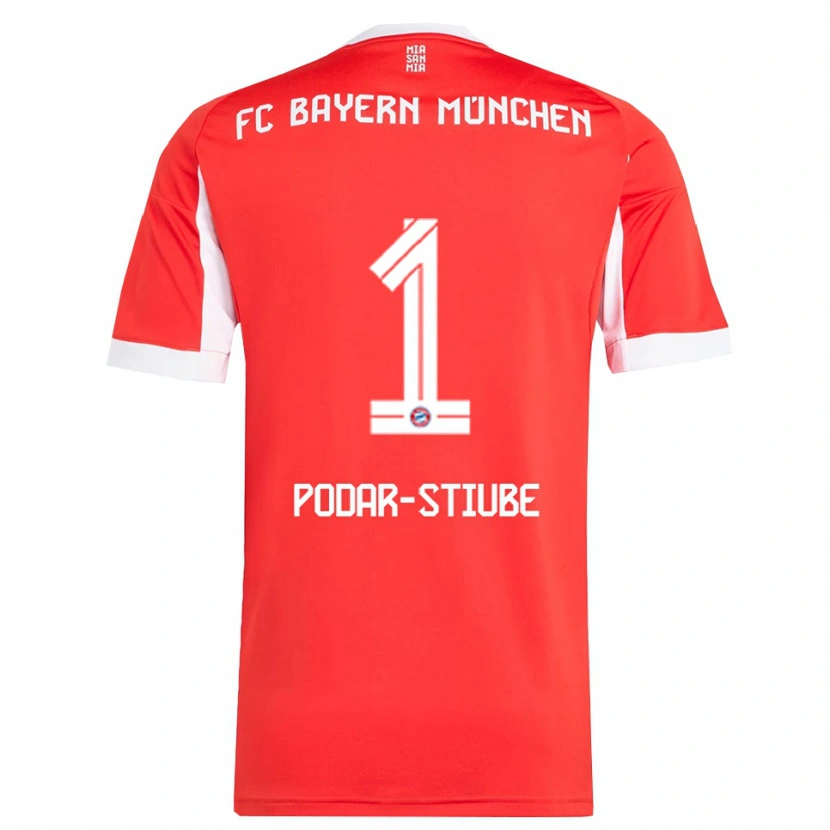 Danxen Uomo Maglia David Podar-Stiube #1 Rosso Bianco Kit Gara Home 2025/26 Maglietta