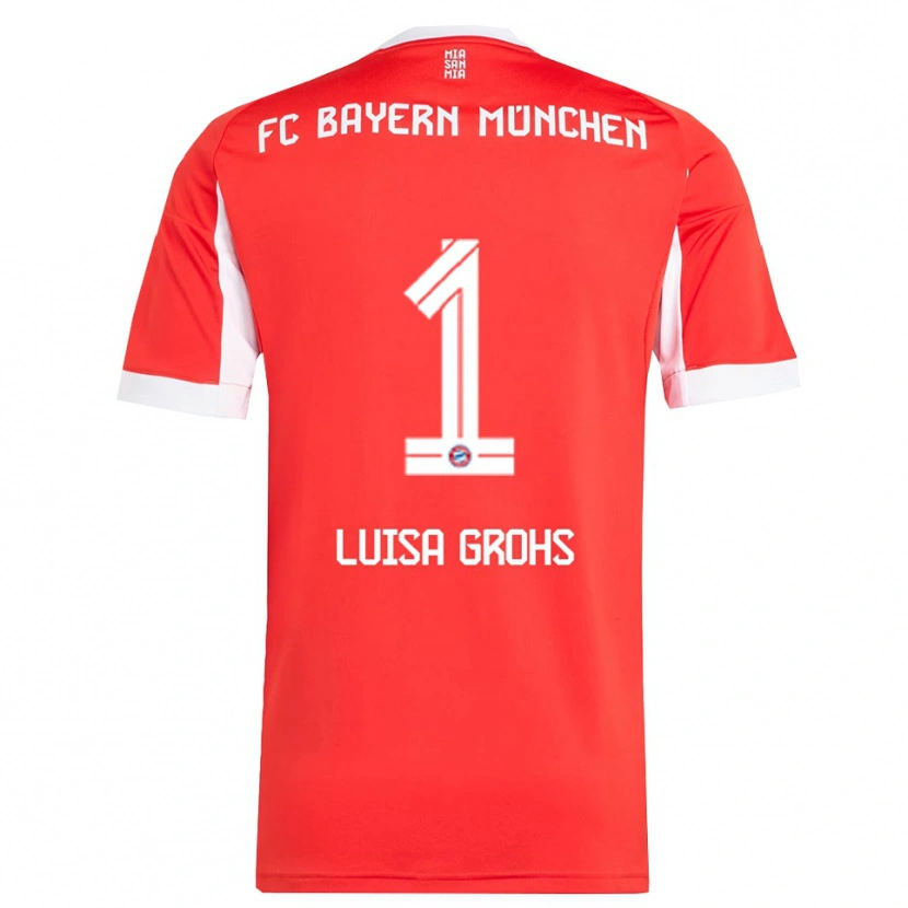 Danxen Uomo Maglia Maria Luisa Grohs #1 Rosso Bianco Kit Gara Home 2025/26 Maglietta
