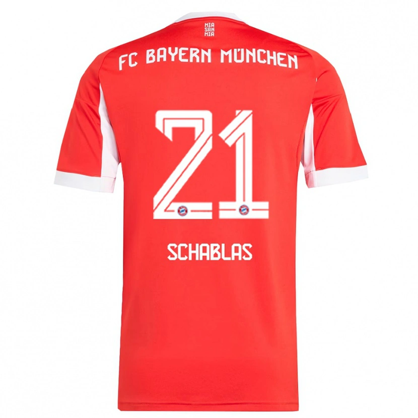 Danxen Uomo Maglia Matteo Schablas #21 Rosso Bianco Kit Gara Home 2025/26 Maglietta
