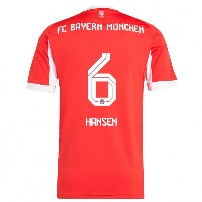 Danxen Uomo Maglia Tuva Hansen #6 Rosso Bianco Kit Gara Home 2025/26 Maglietta