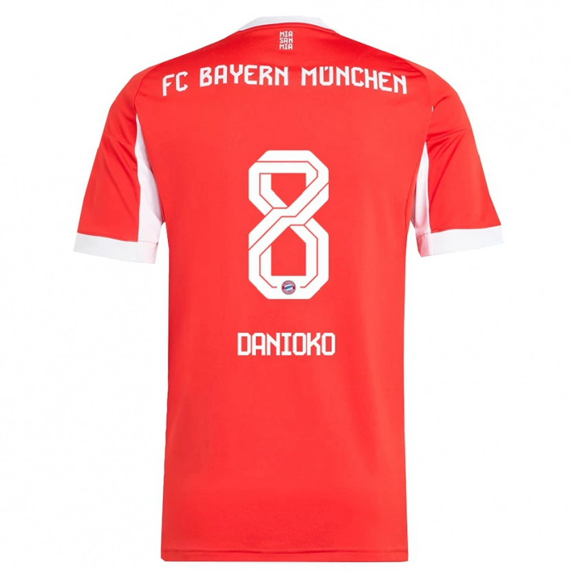 Danxen Uomo Maglia Leeron Danioko #8 Rosso Bianco Kit Gara Home 2025/26 Maglietta