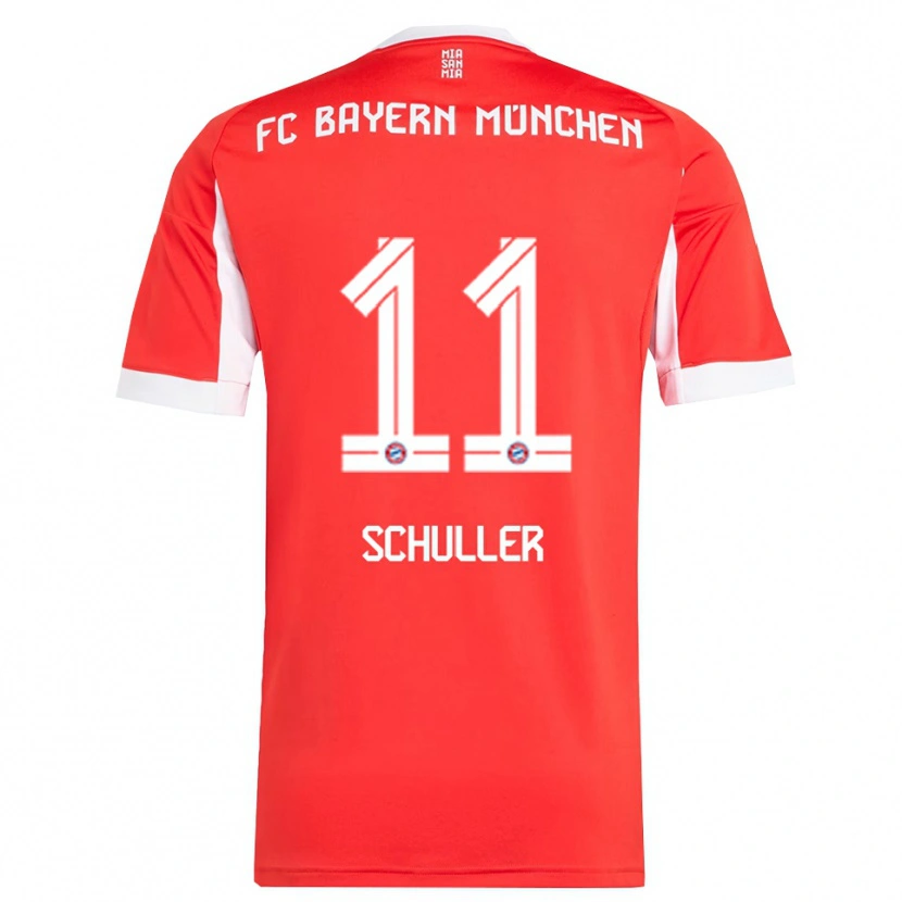 Danxen Uomo Maglia Lea Schuller #11 Rosso Bianco Kit Gara Home 2025/26 Maglietta