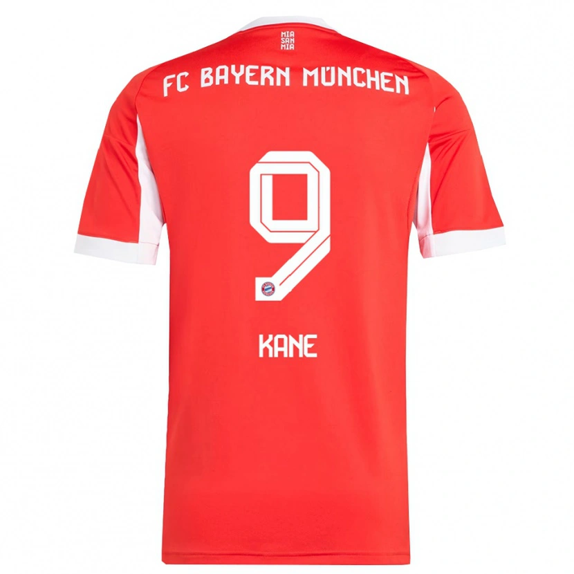 Danxen Uomo Maglia Harry Kane #9 Rosso Bianco Kit Gara Home 2025/26 Maglietta