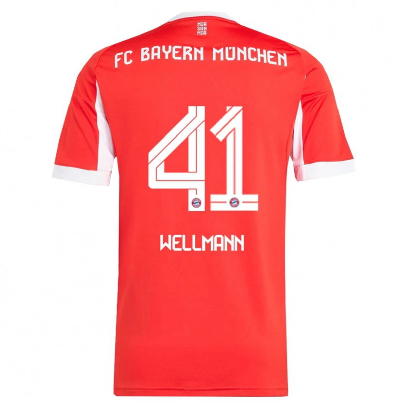 Danxen Uomo Maglia Anna Wellmann #41 Rosso Bianco Kit Gara Home 2025/26 Maglietta