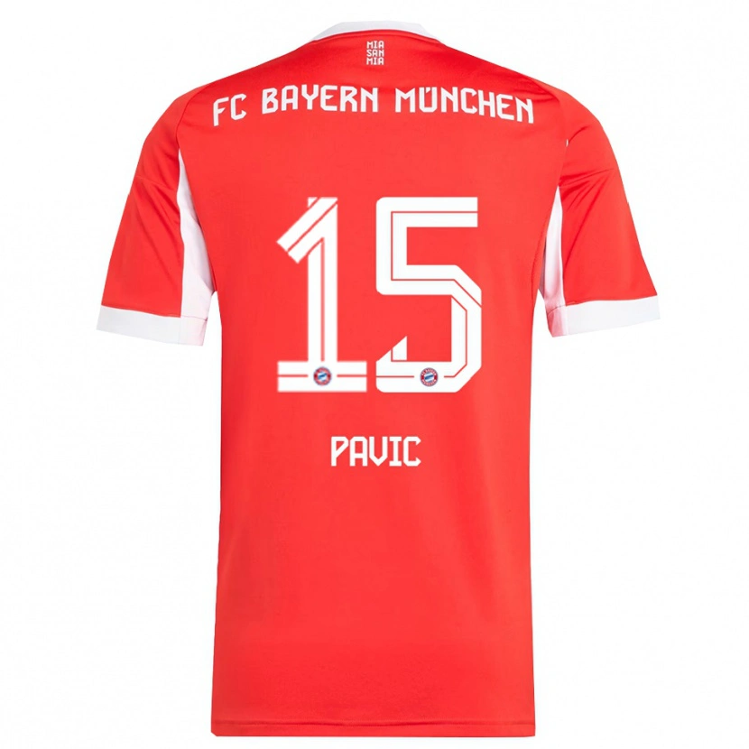 Danxen Uomo Maglia Filip Pavic #15 Rosso Bianco Kit Gara Home 2025/26 Maglietta
