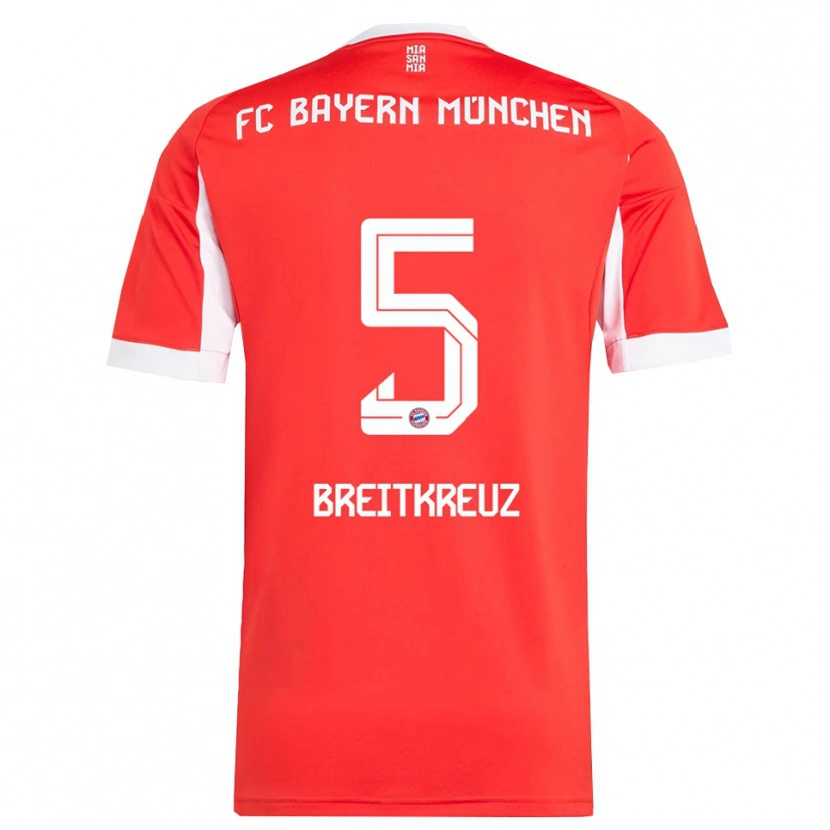 Danxen Uomo Maglia Steve Breitkreuz #5 Rosso Bianco Kit Gara Home 2025/26 Maglietta