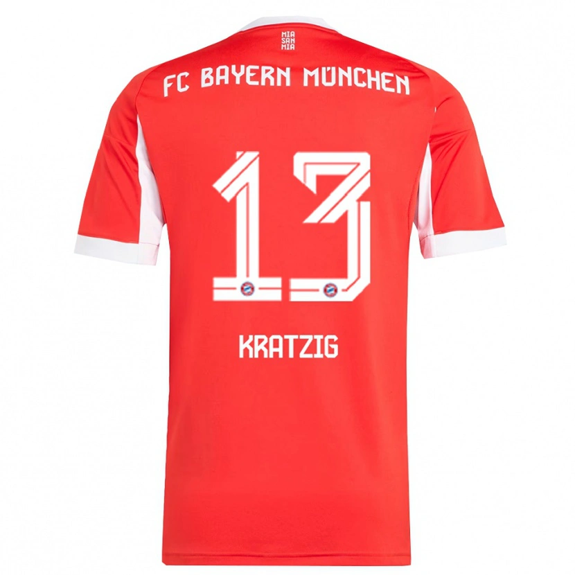 Danxen Uomo Maglia Frans Kratzig #13 Rosso Bianco Kit Gara Home 2025/26 Maglietta