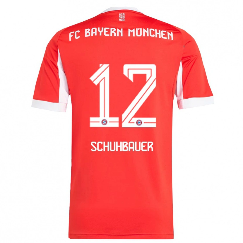 Danxen Uomo Maglia Maximilian Schuhbauer #12 Rosso Bianco Kit Gara Home 2025/26 Maglietta