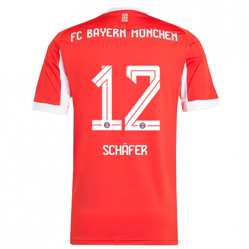 Danxen Uomo Maglia Luis Schäfer #12 Rosso Bianco Kit Gara Home 2025/26 Maglietta
