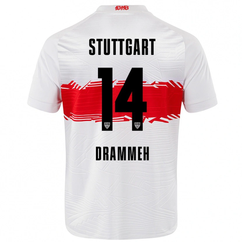 Danxen Uomo Maglia Mohamed Drammeh #14 Bianco Rosso Kit Gara Home 2025/26 Maglietta