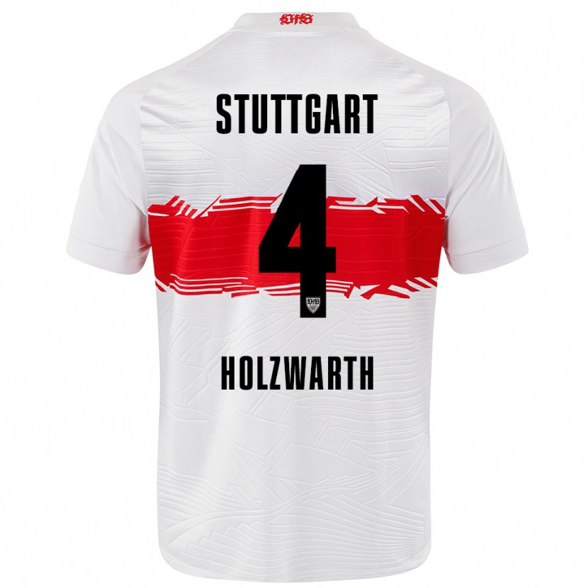 Danxen Uomo Maglia Luc Holzwarth #4 Bianco Rosso Kit Gara Home 2025/26 Maglietta