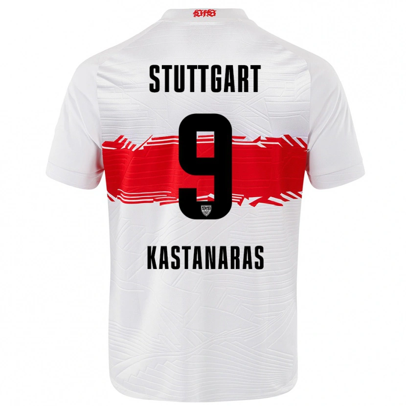 Danxen Uomo Maglia Thomas Kastanaras #9 Bianco Rosso Kit Gara Home 2025/26 Maglietta