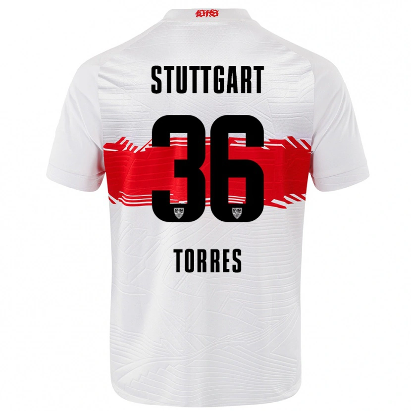 Danxen Uomo Maglia Yohann Torres #36 Bianco Rosso Kit Gara Home 2025/26 Maglietta