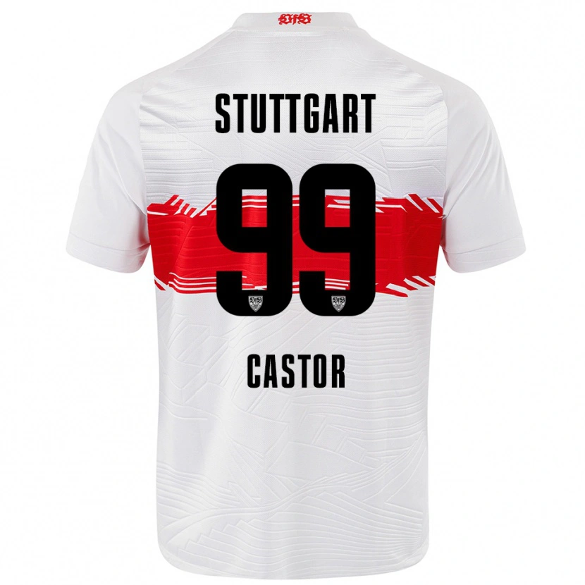 Danxen Uomo Maglia Gillian Castor #99 Bianco Rosso Kit Gara Home 2025/26 Maglietta