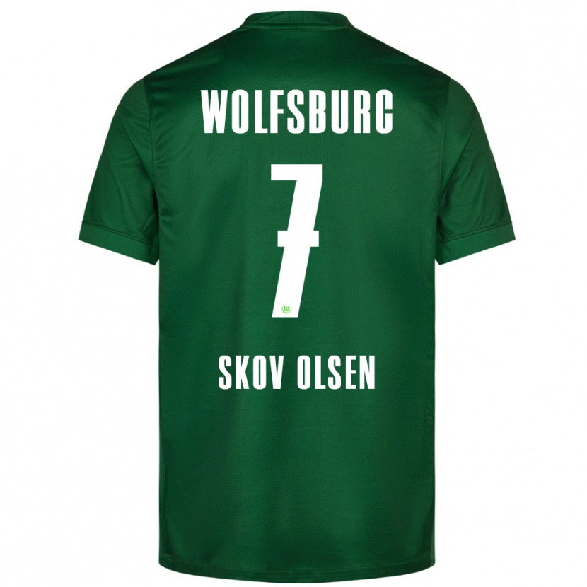Danxen Uomo Maglia Andreas Skov Olsen #7 Verde Bianco Kit Gara Home 2025/26 Maglietta