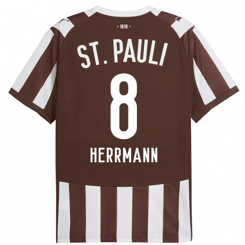 Danxen Uomo Maglia Max Herrmann #8 Caffè Bianco Kit Gara Home 2025/26 Maglietta