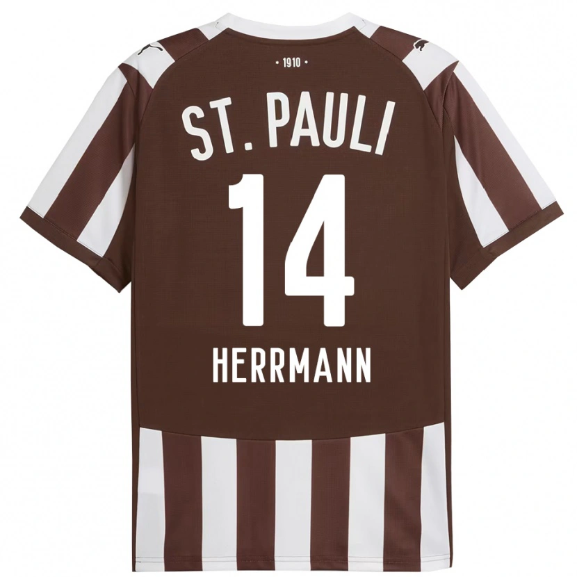 Danxen Uomo Maglia Mats Herrmann #14 Caffè Bianco Kit Gara Home 2025/26 Maglietta