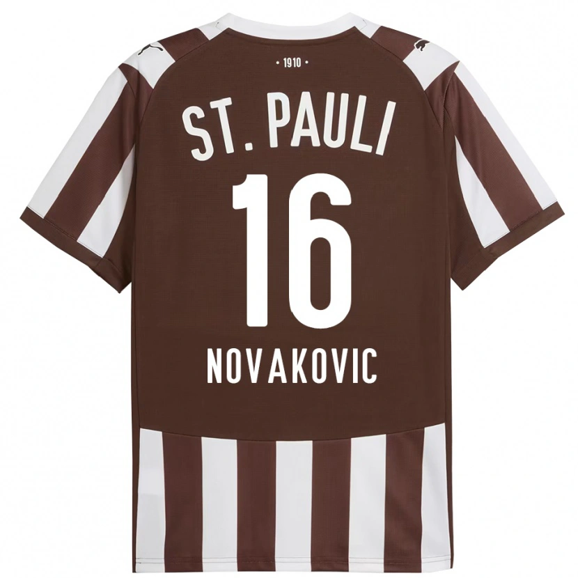 Danxen Uomo Maglia Milivoje Novakovic #16 Caffè Bianco Kit Gara Home 2025/26 Maglietta