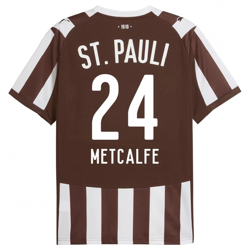 Danxen Uomo Maglia Connor Metcalfe #24 Caffè Bianco Kit Gara Home 2025/26 Maglietta