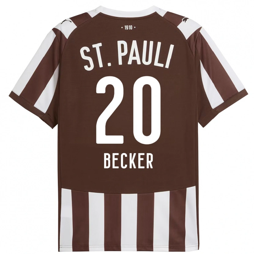 Danxen Uomo Maglia Jesper Becker #20 Caffè Bianco Kit Gara Home 2025/26 Maglietta