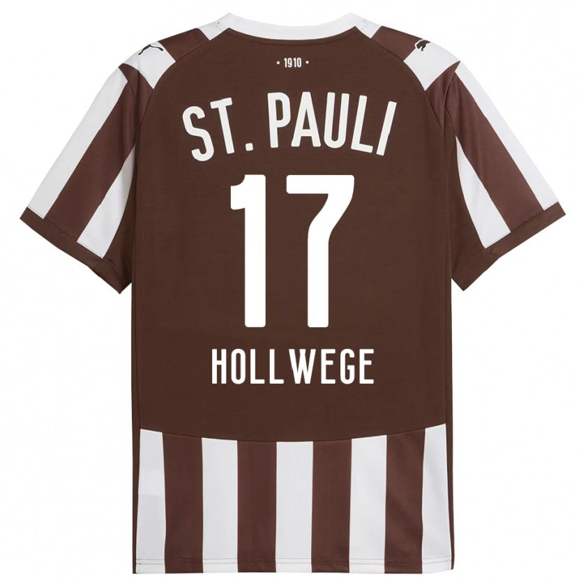 Danxen Uomo Maglia Jonah Hollwege #17 Caffè Bianco Kit Gara Home 2025/26 Maglietta