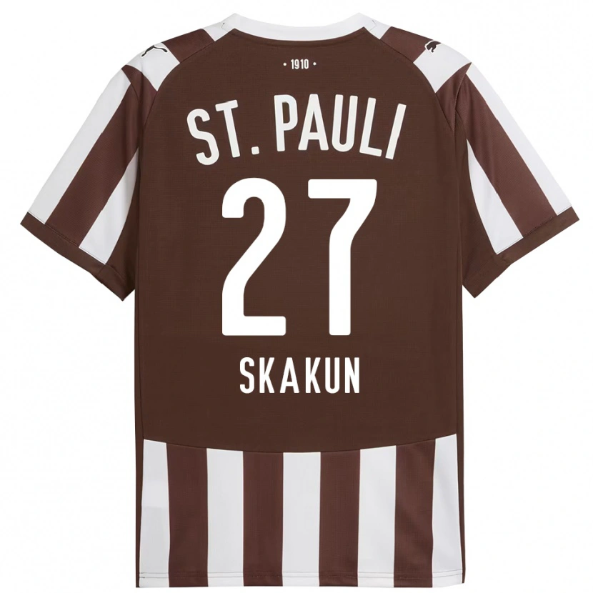 Danxen Uomo Maglia Oleg Skakun #27 Caffè Bianco Kit Gara Home 2025/26 Maglietta