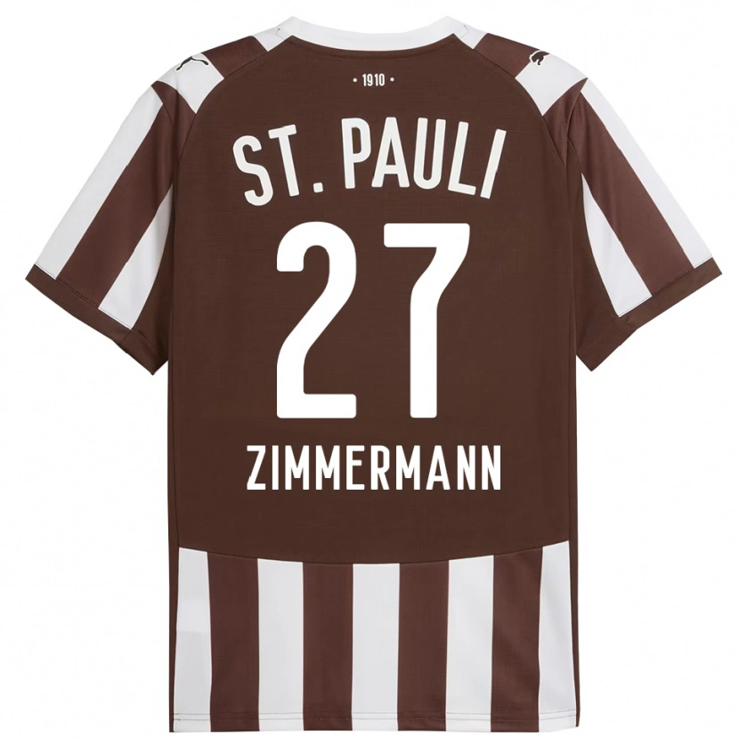 Danxen Uomo Maglia Tara Zimmermann #27 Caffè Bianco Kit Gara Home 2025/26 Maglietta