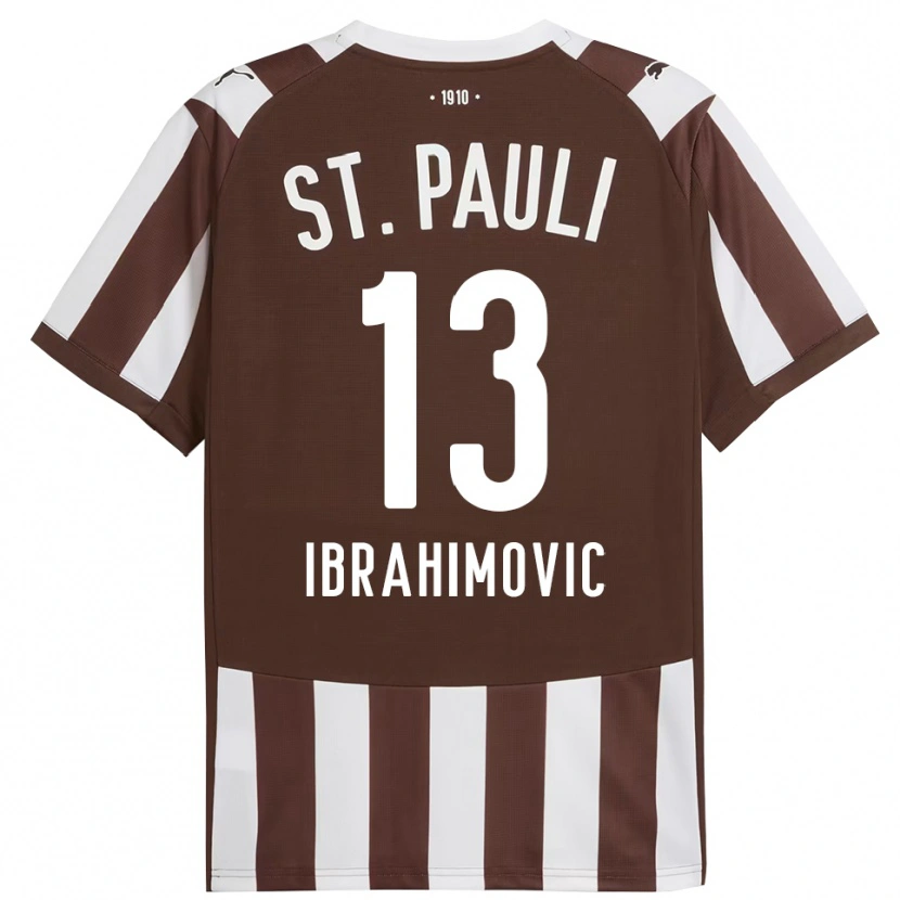Danxen Uomo Maglia Ajdin Ibrahimovic #13 Caffè Bianco Kit Gara Home 2025/26 Maglietta