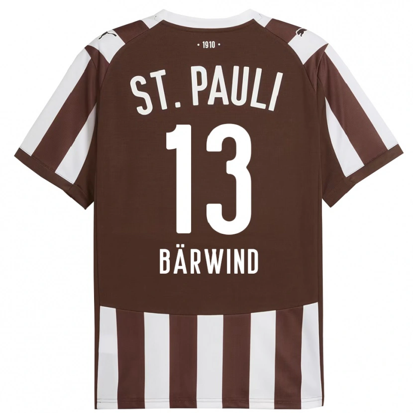 Danxen Uomo Maglia Jonas Bärwind #13 Caffè Bianco Kit Gara Home 2025/26 Maglietta