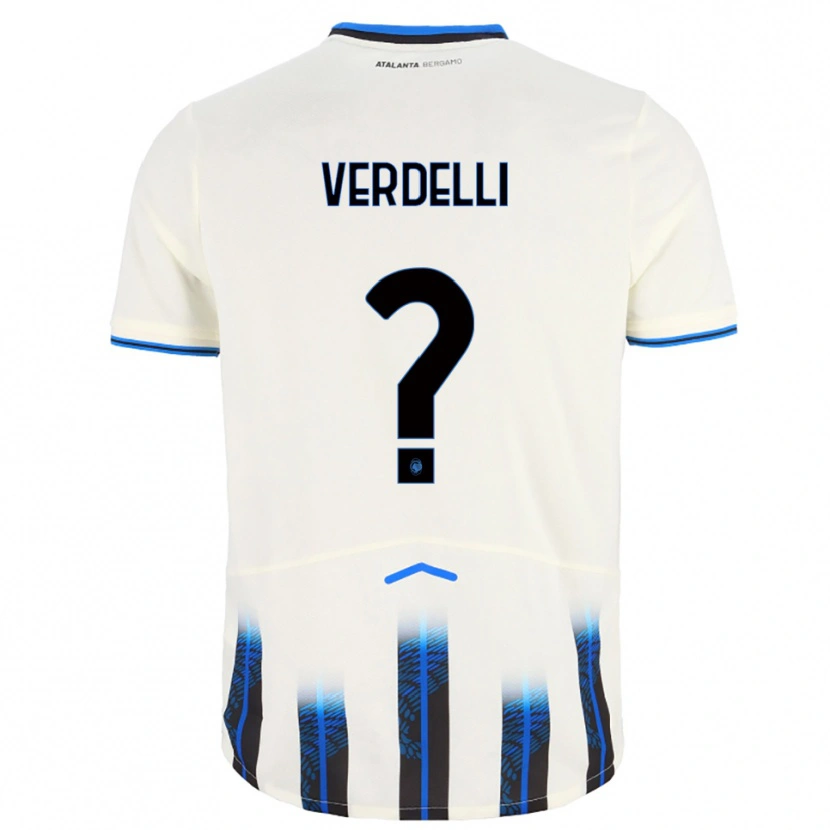 Danxen Uomo Maglia Davide Verdelli #0 Bianco Blu Kit Gara Away 2025/26 Maglietta