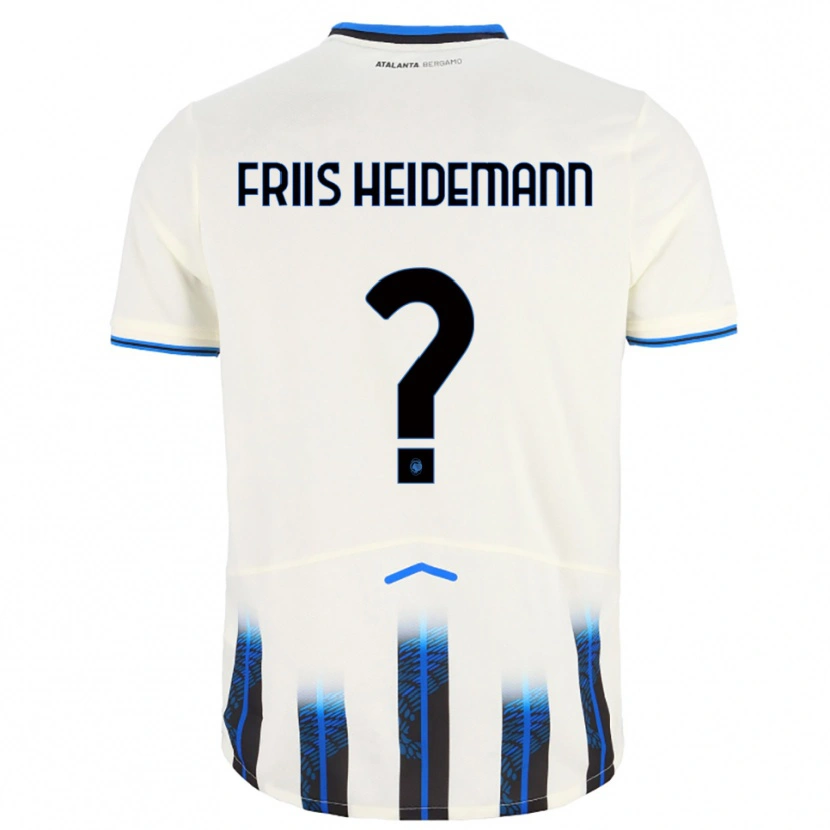 Danxen Uomo Maglia Lukas Friis Heidemann #0 Bianco Blu Kit Gara Away 2025/26 Maglietta