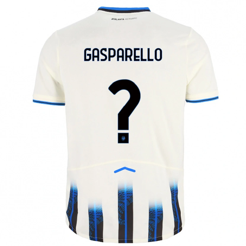 Danxen Uomo Maglia Francesco Gasparello #0 Bianco Blu Kit Gara Away 2025/26 Maglietta